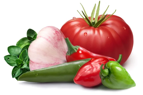 Garlic, habaneros, chil, tomatoi as design element — Stock Photo, Image