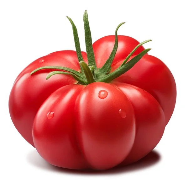 Räfflad släktklenod tomat med sepal, vägar — Stockfoto