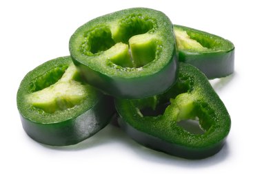 Yolları, dilimlenmiş yeşil Jalapeno yığını