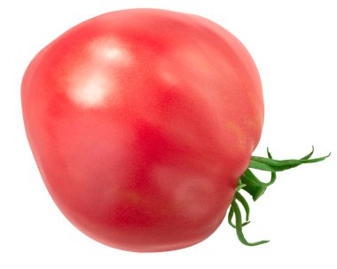 Oxheart Pembe Aile Yadigarı Domates (Solanum lycopersicum meyvesi), üst görünüm, izole edilmiş