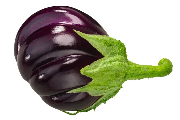 Ribbade Äggplantor Eller Aubergine Solanum Melongena Frukt Hela Isolerade Ovanifrån — Stockfoto