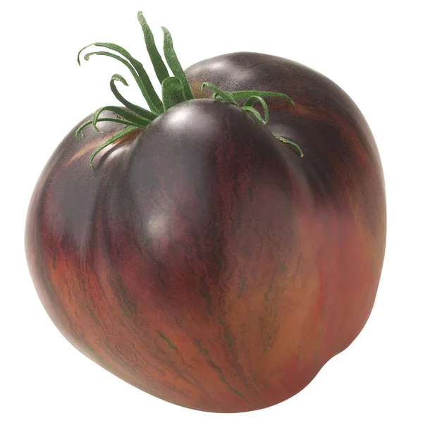 Tomate Familiale Solanum Lycopersicum Fruit Rayures Bicolores Isolée — Photo