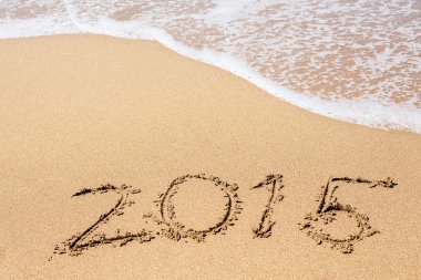 Bir kum plajı üzerinde 2015'in yazıt