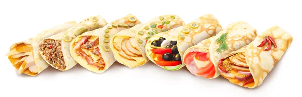 Collection of stuffed crepes — Stock Photo, Image