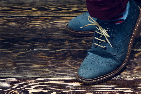 Blue suede shoes — Stock Photo, Image