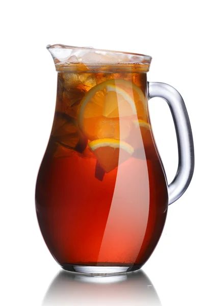 Jug of lemon iced tea — Stock Photo, Image