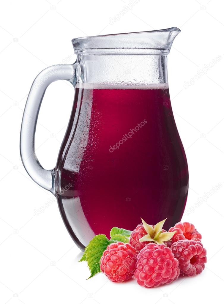 Raspberry basil iced drink jug, paths Stock Photo by maxsol7