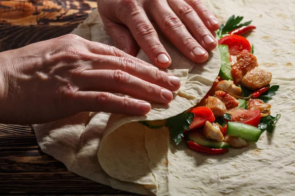 Traditionele Shawarma (Döner kebab) — Stockfoto