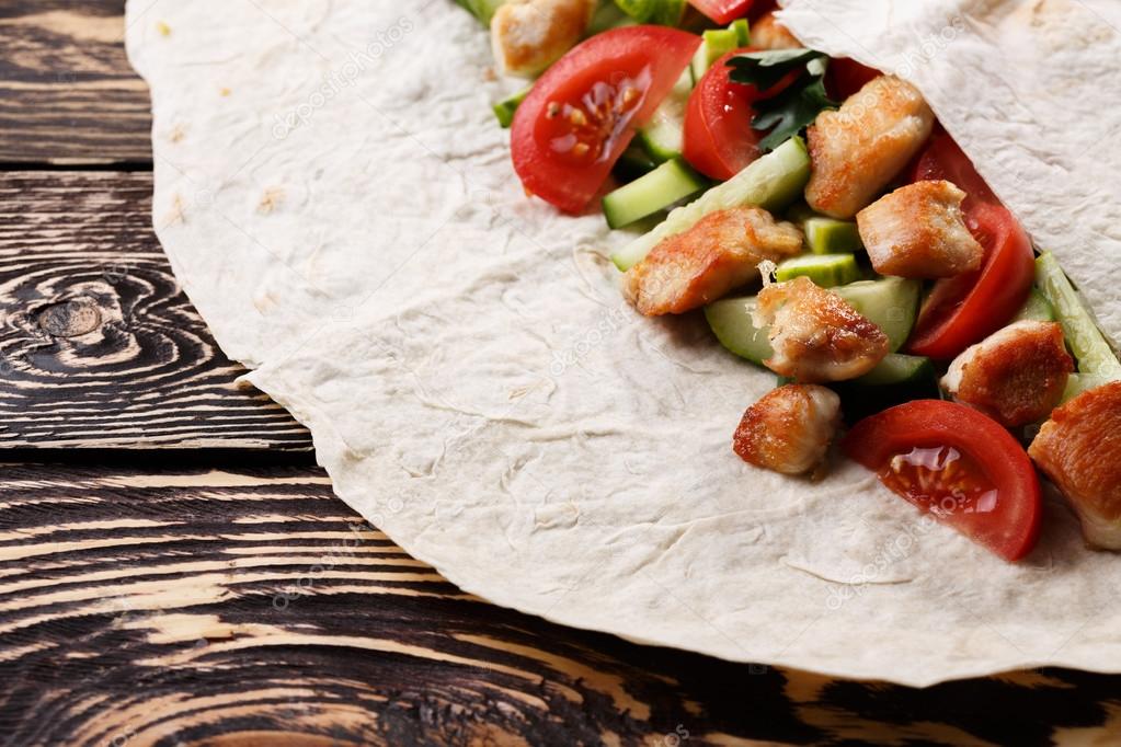 Shawarma traditional flatbread wrap Stock Photo by ©maxsol7 73527329