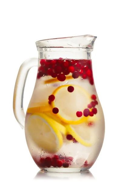 Cranberry lemon iced detox water — Stock Photo, Image