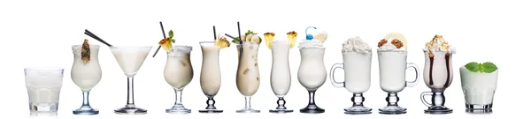 Cocktails au lait isolés sur blanc — Photo