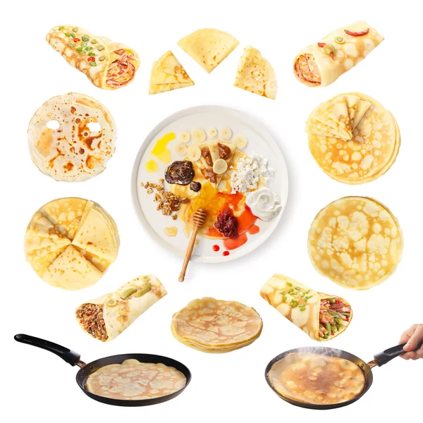 Crêpe geïsoleerde instellen — Stockfoto