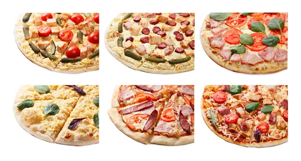 Conjunto de pizza isolado — Fotografia de Stock