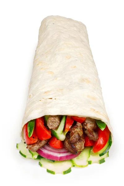 Carne de bovino shawarma isolada — Fotografia de Stock