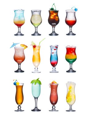 Fruit cocktails isolated set clipart