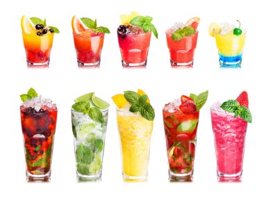 Fruit cocktails isolated set clipart