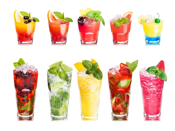 Cocktail di frutta isolato set — Foto Stock