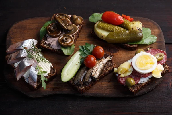 Smorrebrod-nyitott szendvicsek — Stock Fotó