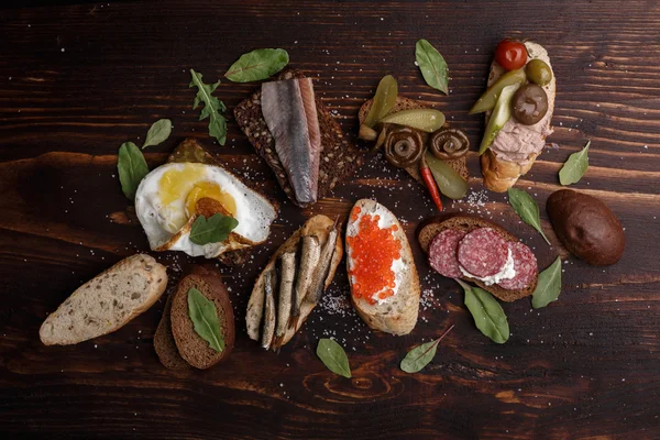 Open sandwiches verscheidenheid — Stockfoto