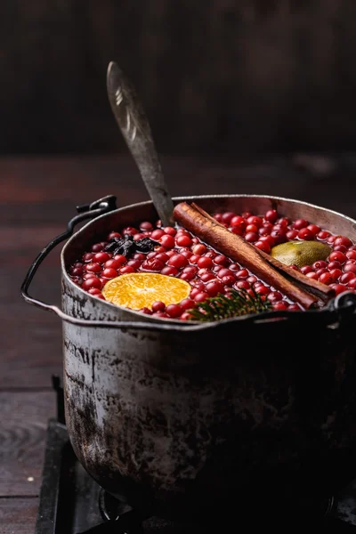 Kızılcık mandalina mulled şarap — Stok fotoğraf