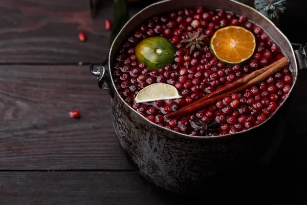 Kızılcık mandalina mulled şarap — Stok fotoğraf