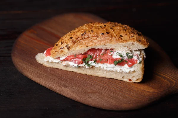 Cheese salmon sandwich — Stok fotoğraf