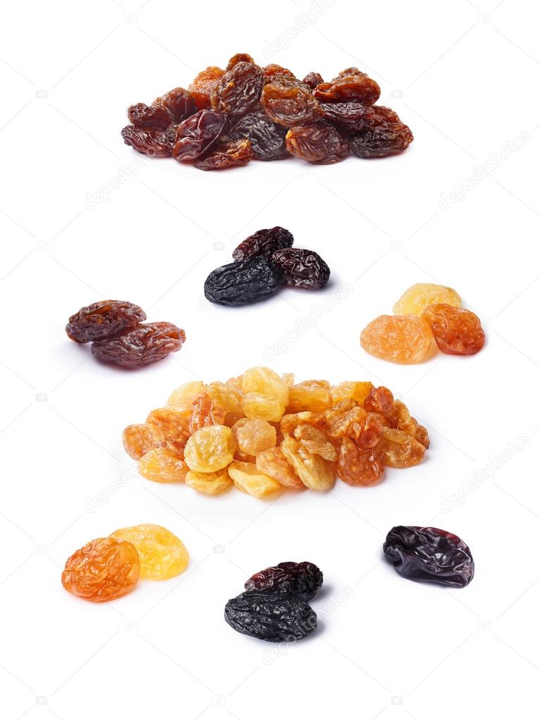 Variety of raisins set