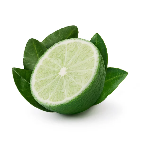 Lime hälften med blad — Stockfoto