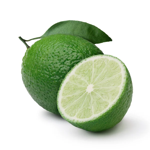 Whole and halved lime — Stock Photo, Image