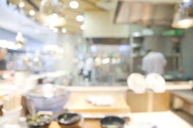 Şef yemek yemek olan soyut bulanık Japon gıda sayaç