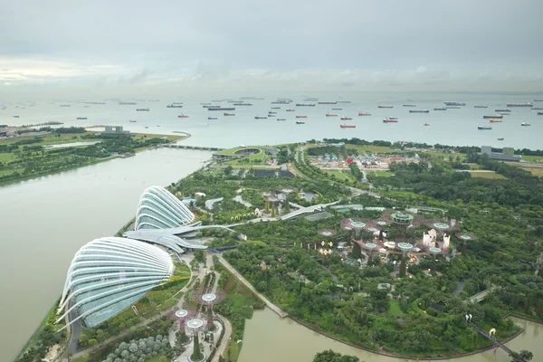 Vista panorámica del océano en Singapur durante la puesta del sol — Foto de Stock