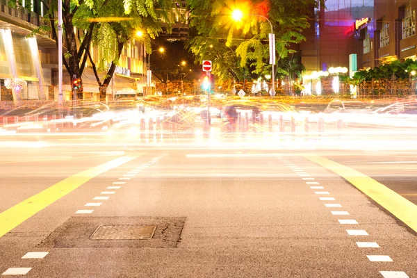 Orchard road night scene with Christmas light fully decorated in long exposure — Stock Photo, Image