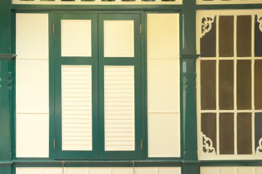 antika Tay tarzı yeşil sarı çerçeve penceresi arka plan