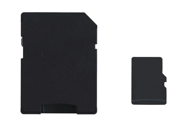 MicroSD-kaart met volledige grootte Sd card-adapter geïsoleerd op wit — Stockfoto