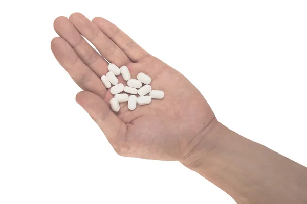 Pills on palm — Stock Photo, Image