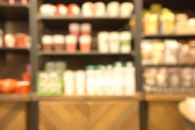 Soyut bulanık perakende depolamak su cam raf arka plan