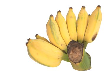 Sürü beyaz izole yarı riped sarı muz