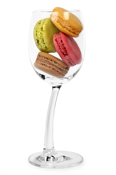 Macarons in the wine glass — Stock Photo, Image