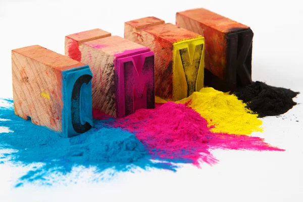 Cmyk aus alten Buchdruckblöcken — Stockfoto