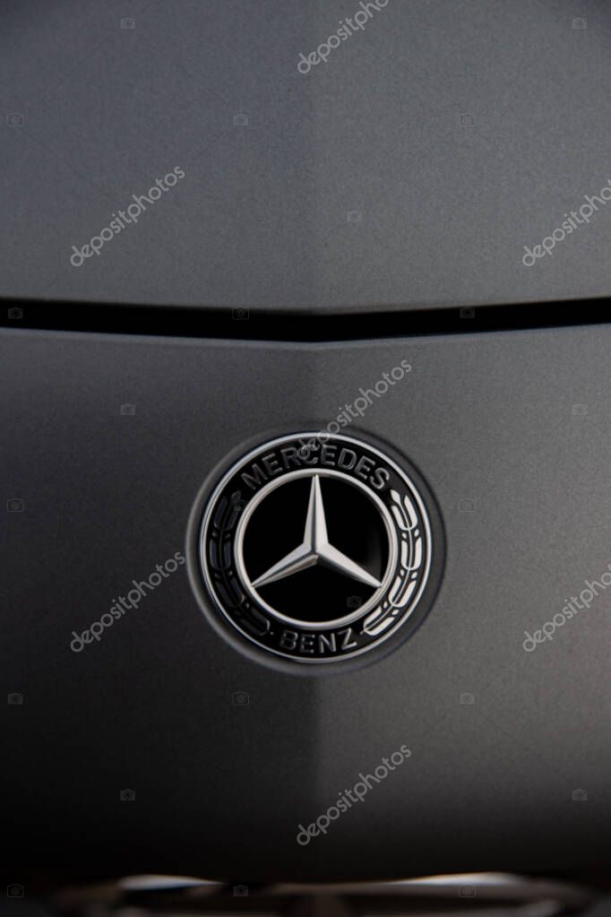 Matt grey Mercedes Benz, drive, luxury, automobile, logo. High quality photo