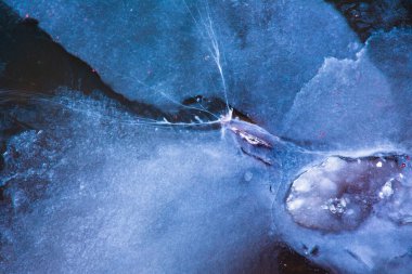 Nehirdeki buz dokusu, çatlaklara ayrılmış.,