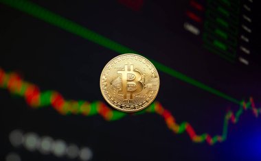 Bitcoin Kriptopara birimi. Döviz, grafik üzerinde Bitcoin para büyüme grafiği