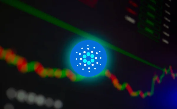 Cardano para kripto para, takas arka planı karşı, para büyümesi