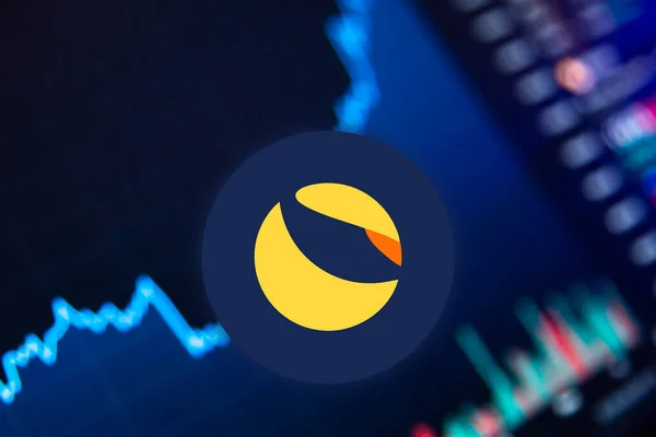 Terra LUNA Kripto Para Birimi. Döviz, grafik üzerinde Bitcoin para büyüme grafiği