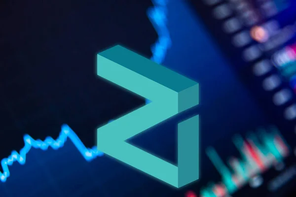 Zilliqa ZIL Cryptocurrency. ZIL mynt tillväxt diagram på börsen, diagram — Stockfoto