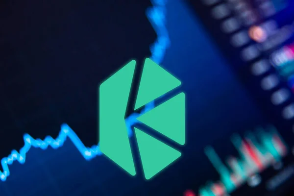 Kyber Network KNC Cryptocurrency.Kyber Network coin Growing chart on the exchange, chart — стокове фото