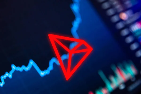 TRON TRX Cryptocurrency TRON діаграма зростання монет на біржі, чарт — стокове фото