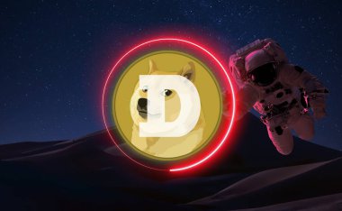 Dogecoin Kripto Para Birimi. Döviz ve grafiğinde DOGE madeni para büyüme tablosu