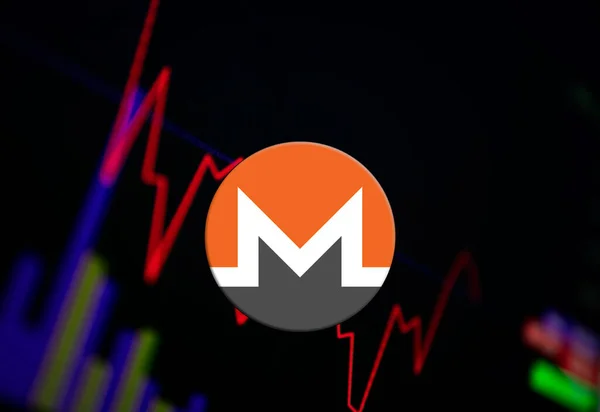 Monero XMR Cryptogeld. munt groei grafiek op de beurs, grafiek — Stockfoto
