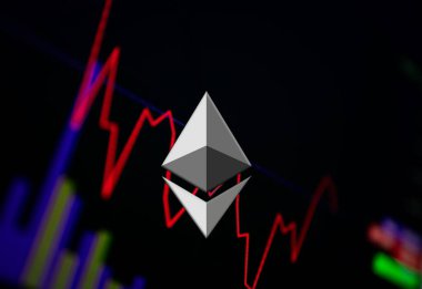 Ethereum ETH Kripto para birimi. Döviz ve grafiğinde madeni para büyüme tablosu